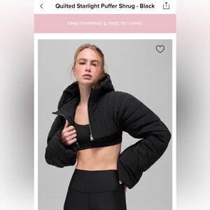 ALO Yoga Black Quilted Puffer Shrug with Hood